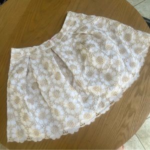 NWT lLilly Pulitzer White and Gold Lace Skirt - 12